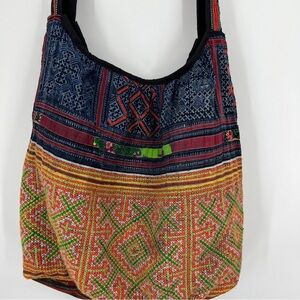 Boho Bohemian Tapestry Embroidered Large Tote Bag Island Vibe Vacation Carry All